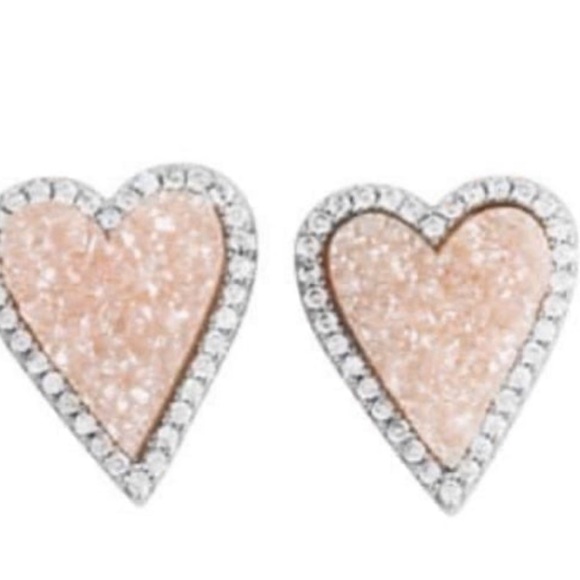 Origami Owl SILVER + ROSE QUARTZ HEART Earrings - Picture 2 of 4